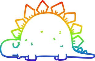 rainbow gradient line drawing cartoon prehistoric dinosaur vector