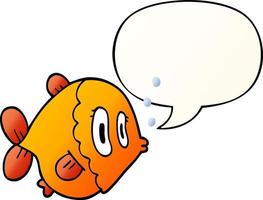 cartoon fish and speech bubble in smooth gradient style vector