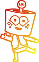 warm gradient line drawing happy cartoon robot dancing vector