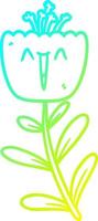 cold gradient line drawing happy cartoon flower vector