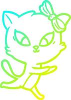 cold gradient line drawing cartoon cat vector