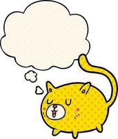 cartoon happy cat and thought bubble in comic book style vector