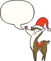 cartoon christmas reindeer and speech bubble vector