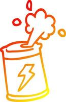 warm gradient line drawing cartoon soda can vector