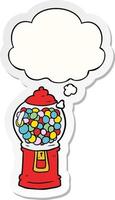 cartoon gumball machine and thought bubble as a printed sticker vector
