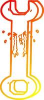 warm gradient line drawing cartoon spanner vector
