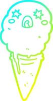 cold gradient line drawing cartoon shocked ice cream vector