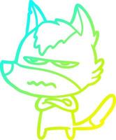 cold gradient line drawing cartoon annoyed wolf vector