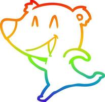 dibujo de línea de gradiente de arco iris dibujos animados de oso riendo vector