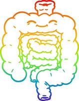 rainbow gradient line drawing cartoon intestines vector