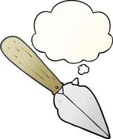 cartoon garden trowel and thought bubble in smooth gradient style vector