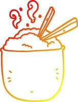 warm gradient line drawing cartoon bowl of rice vector