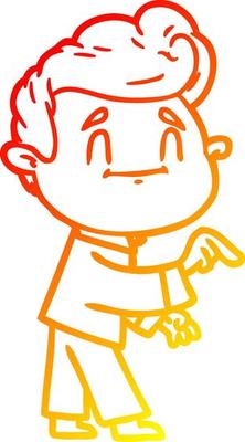 warm gradient line drawing happy cartoon man making point