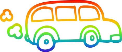 rainbow gradient line drawing child's drawing bus vector