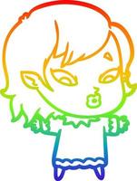 rainbow gradient line drawing cute cartoon vampire girl vector