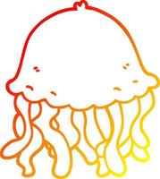 warm gradient line drawing cartoon jellyfish vector