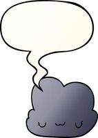 cute cartoon cloud and speech bubble in smooth gradient style vector