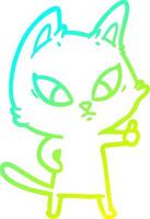 cold gradient line drawing confused cartoon cat vector