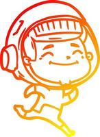 warm gradient line drawing happy cartoon astronaut vector