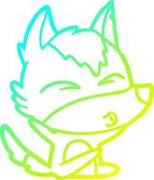 cold gradient line drawing cartoon wolf whistling vector