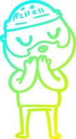 cold gradient line drawing cartoon man with beard vector