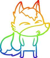 rainbow gradient line drawing cartoon wolf pouting vector