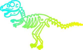 cold gradient line drawing cartoon dinosaur bones vector