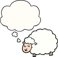 cartoon sheep and thought bubble vector