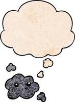 cute cartoon cloud and thought bubble in grunge texture pattern style vector