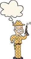 cartoon sheriff and thought bubble in comic book style vector