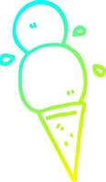 cold gradient line drawing cartoon ice cream cone vector