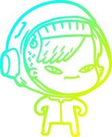 cold gradient line drawing cartoon astronaut woman vector