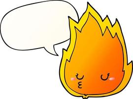 cute cartoon fire and speech bubble in smooth gradient style vector