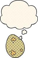 cartoon egg and thought bubble in comic book style vector