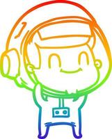 rainbow gradient line drawing happy cartoon astronaut man vector