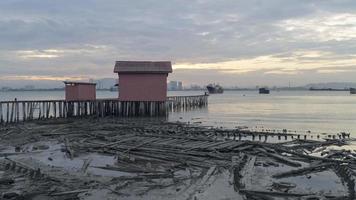 Timelapse morning view over shipwreck video