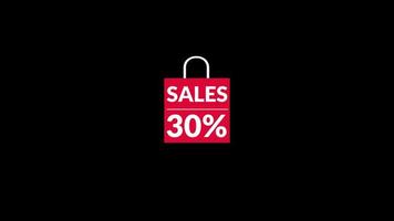 sales 30 off animation motion graphic video. Promo banner, badge, sticker.Royalty-free Stock 4K Footage with Alpha Channel transparent background video