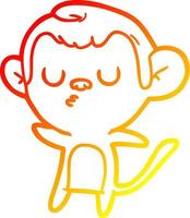 warm gradient line drawing cartoon monkey vector