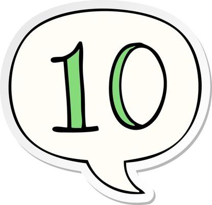 cartoon number 10 and speech bubble sticker