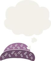 cartoon hat and thought bubble in retro style vector