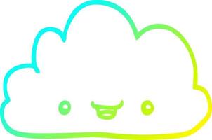 cold gradient line drawing cartoon tiny happy cloud vector