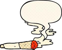 cartoon cigarette and speech bubble in comic book style vector