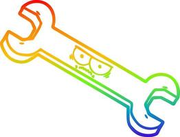 rainbow gradient line drawing cartoon angry tool vector