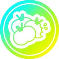 juicy apples circular in cold gradient spectrum vector