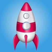 Rocket style 3d render. blue background vector