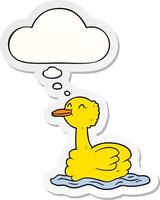 cartoon duck and thought bubble as a printed sticker vector