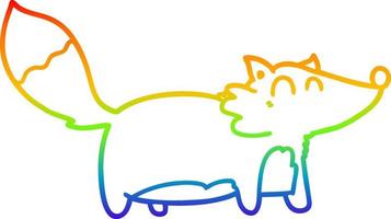 rainbow gradient line drawing fat cartoon fox vector