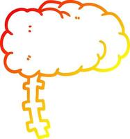 warm gradient line drawing cartoon brain vector