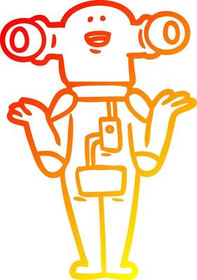 warm gradient line drawing friendly cartoon alien shrugging