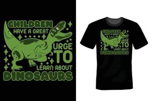 diseño de camiseta de dinosaurio, vintage, tipografía vector